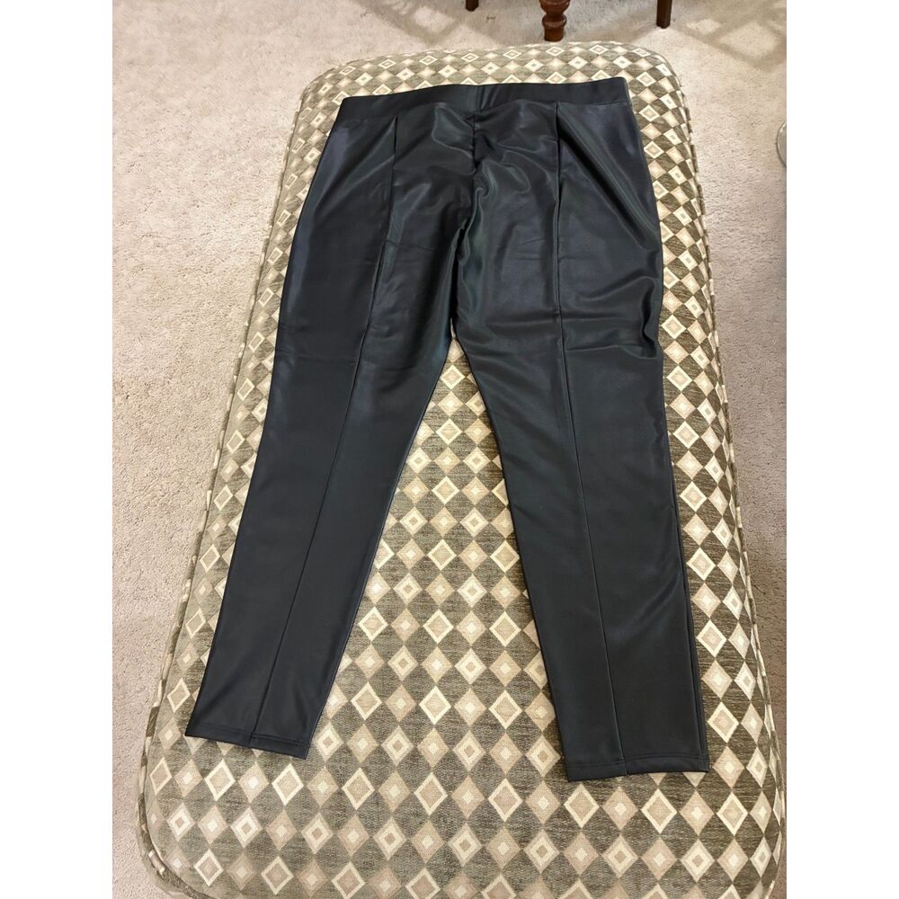 New Loft Black Faux Leather Leggings Women's Size XL